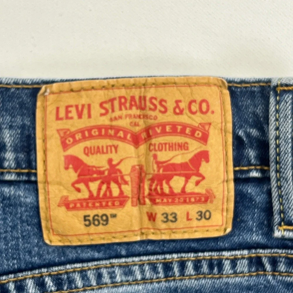 Levis 569 Loose Straight Fit Mens Jeans Blue Denim 33x30 Medium Wash